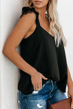V Neck Flutter Lace Flowy Tank Tops