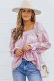 Floral Textured Square Neck Ruffled Babydoll Top