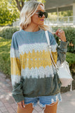 color Leopard Tie Dye Color Block Pullover Sweatshirt