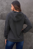 Black Leopard Print Drawstring Drop-shoulder Hoodie