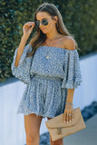 Off Shoulder Bell Sleeves Floral Romper