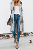 Solid Patchwork Long Striped Cardigan with Pockets