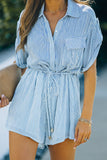 Striped Collared Tie Romper