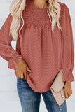 Swiss Dot Smocked Long Sleeve Top