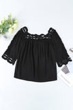 Black Crochet Trim Hollow-out Blouse