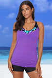 Patchwork Sporty Scoop Neck Tankini