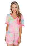 Tie Dye T Shirt and Drawstring Shorts Lounge Set
