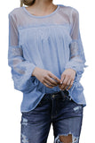 Fashion Lantern-Sleeve Lace Patchwork Top