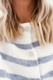 Striped Print Buttoned Sweater Cardigan