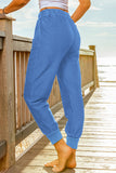 Blue Elastic Waist Jogger Pants with Pockets