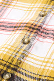 color Plaid Print Pocket Drawstring Hooded Jacket