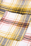 color Plaid Print Pocket Drawstring Hooded Jacket