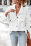 Plush Button Down Pocketed Shirt Jacket