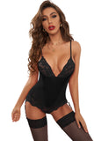Lace Mesh Spaghetti Straps Bodysuit