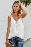 Adjustable Lace Straps Buttons Tank Top