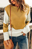 Brown Two-Tone Chevron Pullover Sweater
