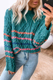 Striped Color Block Textured Knit Pullover Sweater