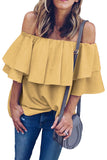 Soft Breeze Frilling Off-shoulder Top