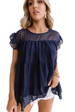 Dusty Pink Polka Dot Babydoll Style Flutter Sleeve Top