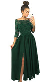 Off Shoulder Lace Bodice High Waist Maxi Skirt Evening Dress