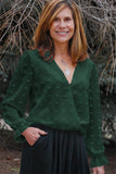 Polka Dot Print Deep V Neck Blouse