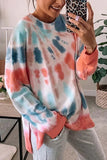 Multicolor Tie-dye Side Slits Pullover Sweatshirt