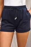 Tie Waist Side Pockets Cuffed Lounge Shorts