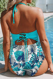 Floral Print Halter One-piece Swimsuit