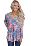 Leopard Tie Dye V Neck Pleated Long Sleeve Top