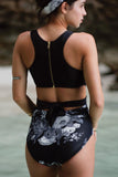 Printed Zipped Racerback Maillot