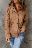 Drawstring Waist 4-pocket Style Hooded Jacket