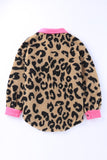 Contrast Trimmed Leopard Teddy Shacket