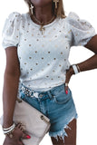 Dotted Heart Print Puff Sleeve Top