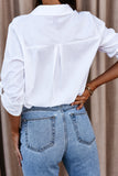White Solid Color Casual Shirt For Women
