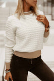 Textured Knit Contrast Long Sleeve Sweater