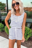 Striped Print Sleeveless Romper