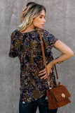 V-neck Short Sleeve Fashion Print Fantasy Fluttering Blouse
