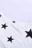 V Neck Stars Print Gray T-shirt