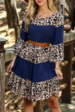 Splicing High Waist Long Sleeve Dress