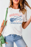 White The Old Music City Retro Graphic T Shirt