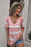 Buttoned Tie-dye Short Sleeve Top