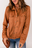 Snap Button Flap Pocket Suede Jacket