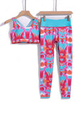 Rose Turquoise Tie Dye Yoga Tank Jogging Set