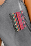 Casual Women Tank Top with Multicolor Pocket