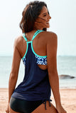 Printed Lined Tankini Swimsuit