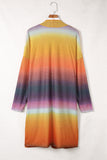 Gradient Tie-dye Open Front Mid-length Cardigan