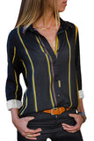Navy Striped Modern Women Shirt