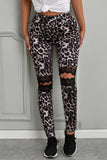 Floral Hollow Out Black Skinny Leggings