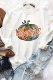 White Thankful Leopard Pumpkin Graphic Halloween Sweatshirt