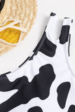 Animal Spots Print Asymmetric Hollow-out High Waist Bikini